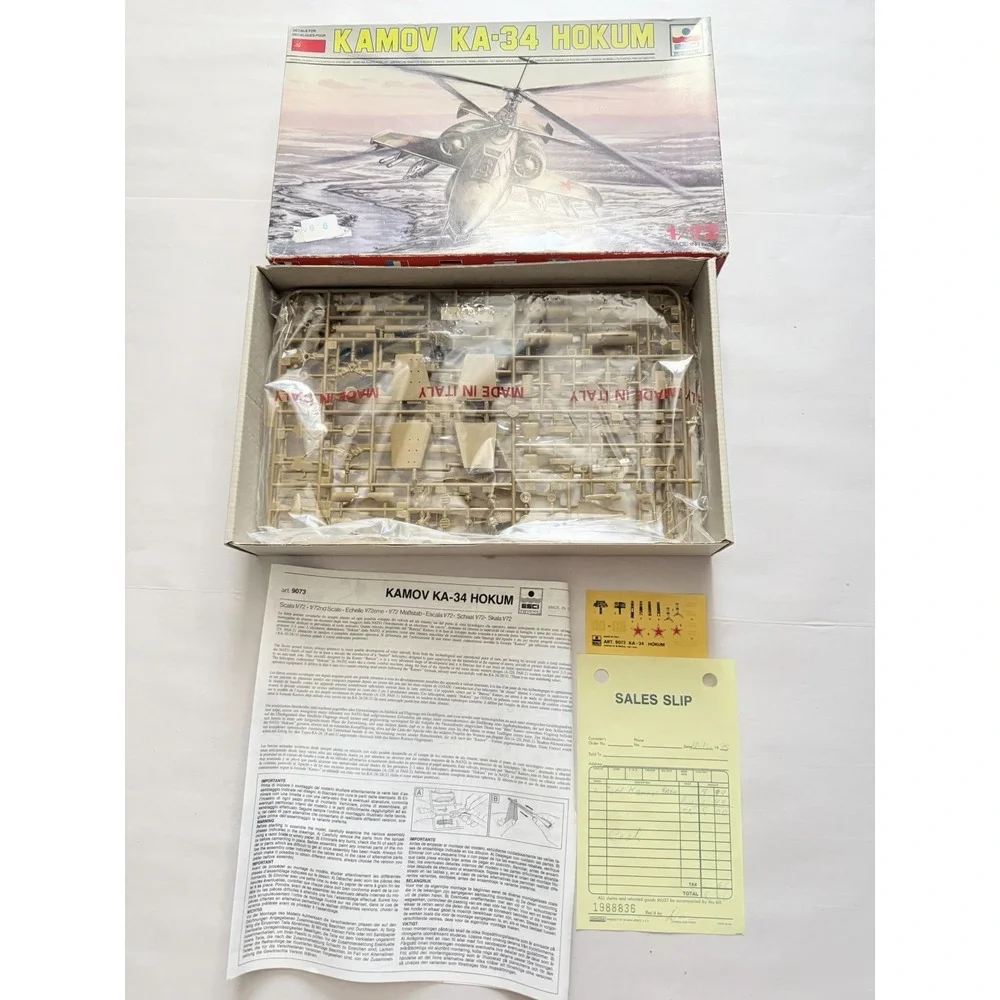 ESCI ERTL Kamov Ka-34 Hokum Helicopter Model Kit 1/72 Scale Vintage Art 9073